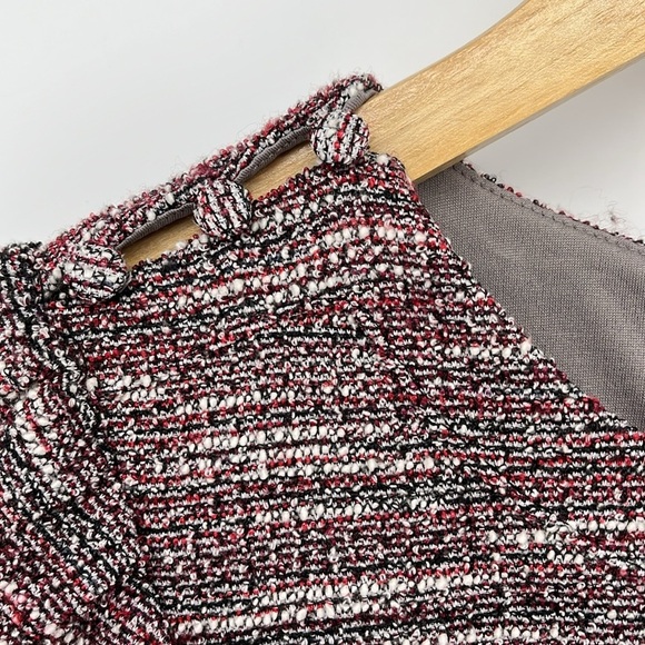 LOFT Pink Black Boucle Tweed Fit and Flare Dress with Pockets Size Petite 00P - Picture 5 of 12